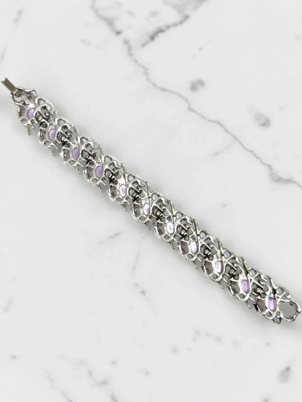 Vintage BSK Lavender Bracelet with Rhinestone Accents